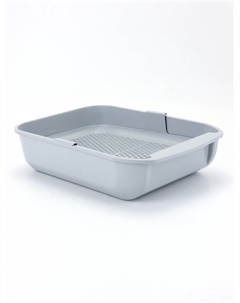 Туалет для кошек Марсель глубокий с сеткой 50×34.5×12 см (полипропилен) светло-серый Пижон