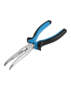 Длинногубцы изогнутые, никелированные, двухкомпонентные рукоятки, 200 мм Tundra