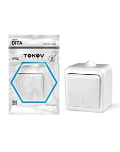 Переключатель,, Dita, 1 клавиши, IP54, 10 А, 250 В, белый, TKL-DT-P1-C01-IP54 Tokov electric