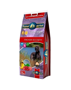 Сухой корм «» для собак крупных пород, мясное ассорти, 15 кг Верные друзья