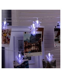 Гирлянда «Нить» 4.5 м с насадками «Прищепки-ёлочки», IP20, прозрачная нить, 20 LED, свечение белое, 220 В Luazon lighting