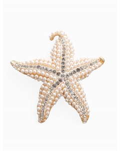 Брошь «Морская звезда», белая в золоте Qf