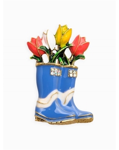 Брошь «Цветы Тюльпанов в Сапогах», цветная в чернёном золоте Qf