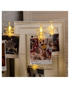 Гирлянда «Нить» 4.5 м с насадками «Прищепки-ёлочки», IP20, прозрачная нить, 20 LED, свечение тёплое белое, 220 В Luazon lighting