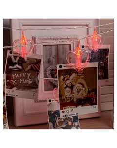 Гирлянда «Нить» 4.5 м с насадками «Прищепки-сердце», IP20, прозрачная нить, 20 LED, свечение красное, 220 В Luazon lighting