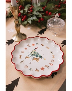 Тарелка сервировочная новогодняя «Волшебный праздник», d=20 см, доломит, белая Доляна