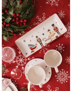 Тарелка сервировочная новогодняя «Сказочный бал.Щелкунчик», 28×12.1×3.3 см, доломит, белая Доляна