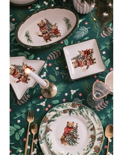 Тарелка сервировочная новогодняя «Сказки зимнего леса», 15×15×3 см, доломит, белая Доляна