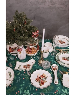 Блюдо для запекания новогоднее «Сказки зимнего леса», 1.3 л, 28.8×25×4.3 см, доломит, белое Доляна