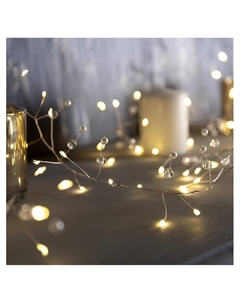 Гирлянда «Мишура» 2 м роса с насадками «Шарики», IP20, серебристая нить, 100 LED, свечение тёплое белое, ААх3 Luazon lighting