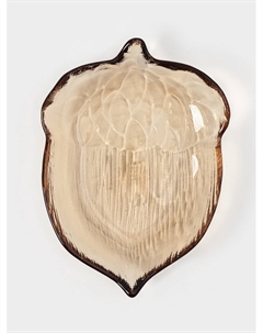 Блюдо сервировочное «КРАСКИ ОСЕНИ. ЖЁЛУДЬ», 17 см, стекло, коричневое Akcam