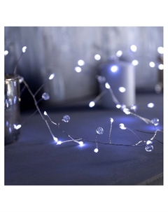 Гирлянда «Мишура» 2 м роса с насадками «Бусины», IP20, серебристая нить, 100 LED, батарейки ААх3 (нет в комплекте), свечение белое Luazon lighting