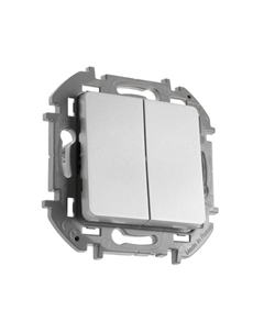 Выключатель INSPIRIA, 2 клавиши, 10 A, 250 В, алюминий Legrand