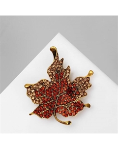 Брошь «Лист» кленовый, цвет коричневый в чернёном золоте Qf