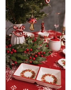 Менажница «Новогоднее настроение», 2 секций, 19.8×3 см, доломит, белая Доляна