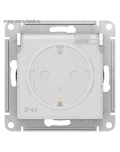Розетка SE ATLASDESIGN, 16 А, 250 В, встраив., с з/к, шторки, крышка, IP44, белая, ATN200145 Schneider electric