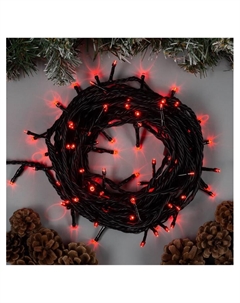 Гирлянда «Нить» 10 м, IP44, УМС, тёмная нить, 100 LED, свечение красное, 220 В Luazon lighting