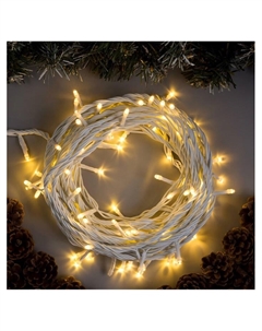 Гирлянда «Нить» 10 м, IP44, УМС, белая нить, 100 LED, свечение тёплое белое, 220 В Luazon lighting