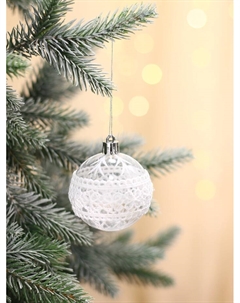 Ёлочные игрушки «Изморозь», шары новогодние, d=6 см, набор 6 шт., кружева, белый Зимнее волшебство
