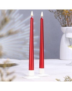 Набор свечей античных, 2.3×24.5 см, 5 ч, 55 г, 2 шт., бордо металлик Омский свечной завод