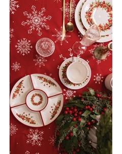 Менажница «Новогоднее настроение», 5 секций, 25.5×3.1 см, доломит, белая Доляна