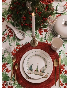 Тарелка новогодняя «Домашние гномики», d=25.5 см, фарфор, белая Доляна