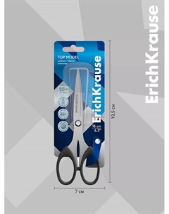 Ножницы Top Model, 16 см, с увеличенной толщиной лезвий из нержавеющей стали, чёрные Erichkrause