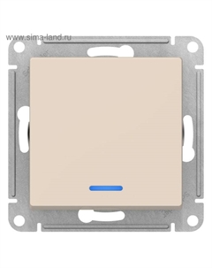 Выключатель SE ATLASDESIGN, 1 клавиша, 10 А, IP20, скрытый монтаж, с подсветкой, бежевый, ATN000213 Schneider electric