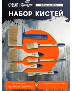 Набор кистей, плоские 3/4", 2", 3", круглые №2, №8, макловица 30×120 мм, 6 шт. Tundra