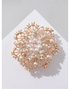 Брошь «Цветок» многослойный с жемчугом, цвет белый в золоте Qf