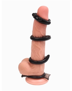 Кольцо эрекционное «Box B», набор 4 шт., гелевый силикон, черный Оки-чпоки