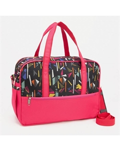 Сумка дорожная на молнии, 3 наружных кармана, длинный ремень, цвет розовый Зфтс