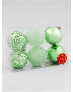 Ёлочные игрушки «Эстер», снежинки, шары новогодние, набор 6 шт., d=8 см, зелёный Зимнее волшебство