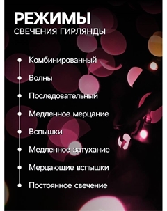 Гирлянда «Нить» 20 м, IP20, прозрачная нить, 200 LED, 8 режимов, 220 В, свечение тёплое белое Luazon lighting