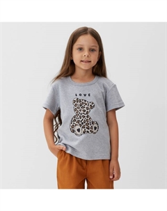 Футболка для девочки : Love, серая, размер 32, рост 110-116 см Kaftan