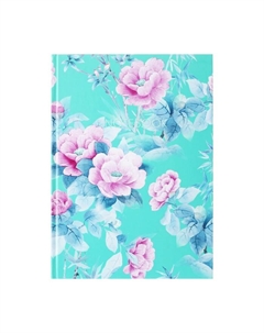 Колледж-тетрадь в твердой обложке 7БЦ, А4, 160 листов, Цветы на мятном фоне, блок в клетку, матовая ламинация, ВЫБОРОЧНЫЙ ЛАК Calligrata