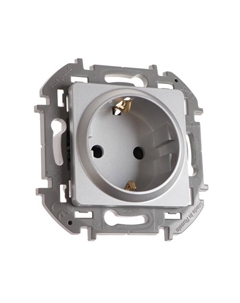 Розетка INSPIRIA, 2К+З, со шторками, 16 А, 250 В, Алюминий Legrand