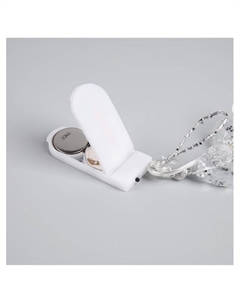 Гирлянда «Мишура» 1.2 м роса с насадками «Кристаллы», IP20, серебристая нить, 20 LED, батарейки CR2032×2 (в комплекте), свечение тёплое белое Luazon lighting