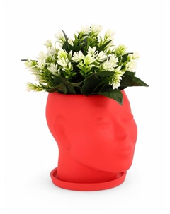 Горшок - органайзер "Голова" красный, 1,3 л / 16х16х14см Хорошие сувениры