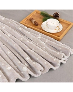 Плед светящийся в темноте «. Звезды», 200×220 см, корал-флис, серый Этель