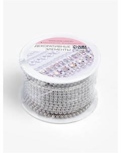 Цепь с жемчугом, металл, пластик, 2 мм, SS6, 9±1 м, графитовая Арт узор