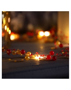 Гирлянда «Нить» 2 м роса с насадками «Гранатовый браслет», IP20, нить серебристая, 20 LED, батарейки AAx2 (не в комплекте), свечение тёплое белое Luazon lighting