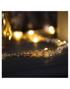 Гирлянда «Нить» 2 м роса с насадками «Бусы», IP20, нить серебристая, 20 LED, батарейки AAx2 (не в комплекте), 2 режима, свечение тёплое белое Luazon lighting
