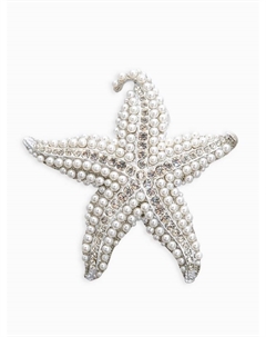 Брошь «Морская звезда», белая в серебре Qf