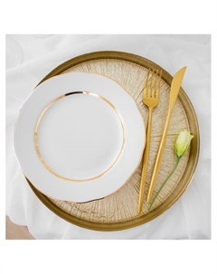 Блюдо сервировочное «Кувшинка», d=28 см, стекло, золотистое Akcam