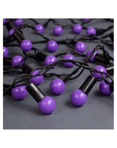 Гирлянда «Нить» 10 м с насадками «Шарики 1.5 см», IP44, тёмная нить, 100 LED, свечение фиолетовое, 8 режимов, 220 В Luazon lighting