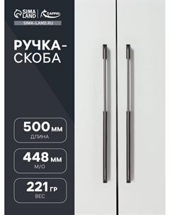 Ручка-скоба, алюминий, м/о 448 мм, цвет черный с серой вставкой Cappio