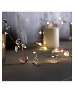 Гирлянда «Нить» 2 м роса с насадками «Лепестки», IP20, серебристая нить, 40 LED, свечение тёплое белое, ААх3 Luazon lighting