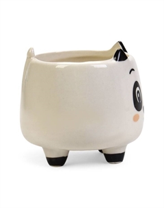 Декоративный горшок для цветов «Счастливая Панда», 200 мл, 8.3×7.2×7.7 см, керамический, на ножках, белый Take it easy