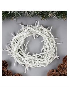 Гирлянда «Нить» 10 м, IP44, белая нить, 100 LED, свечение тёплое белое, 8 режимов, 220 В Luazon lighting